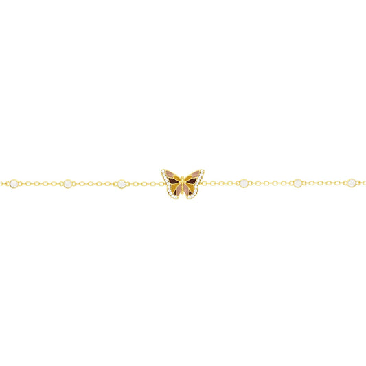 Bracciale Amabile in argento dorato con farfalla smaltata 18 cm