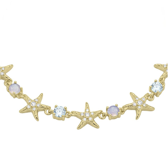 Bracciale regolabile Amabile Starfish placcato oro e azzurro REGOLABILE