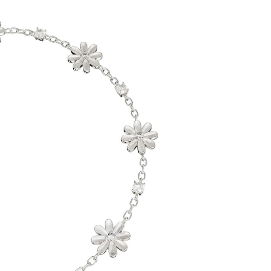 Bracciale Amabile Marjorie in argento con margherite e zirconi 18,5 cm