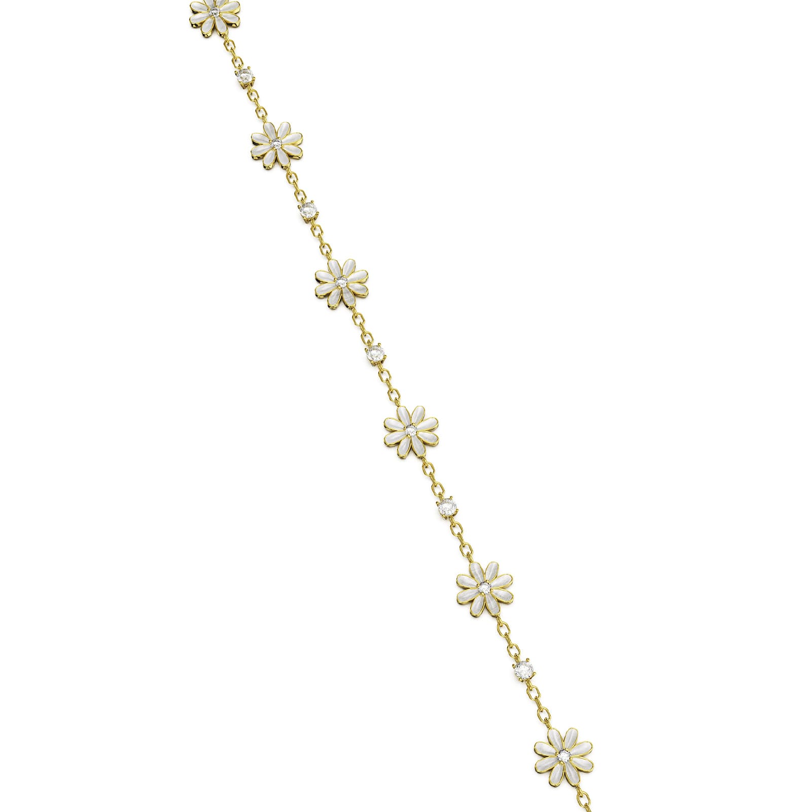 Bracciale Amabile Marjorie in argento dorato con margherite 18,5 cm