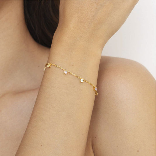Bracciale Amabile Zirconia in argento dorato e zirconi colorati 18 cm