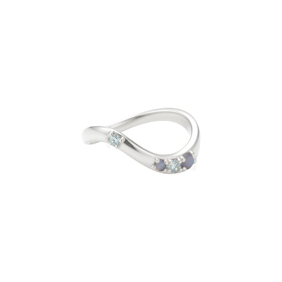 Anello fedina Amabile Aquamarine argento e azzurro 13