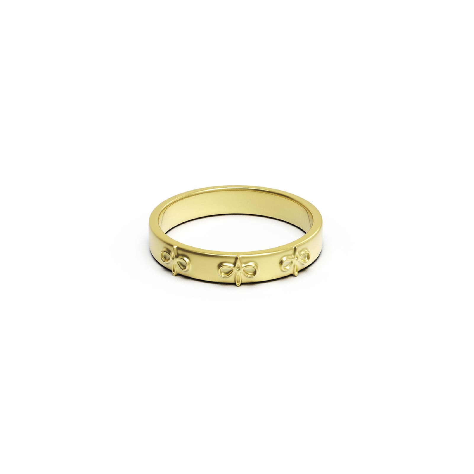 Anello fedina Amabile in argento dorato con tre loghi da donna