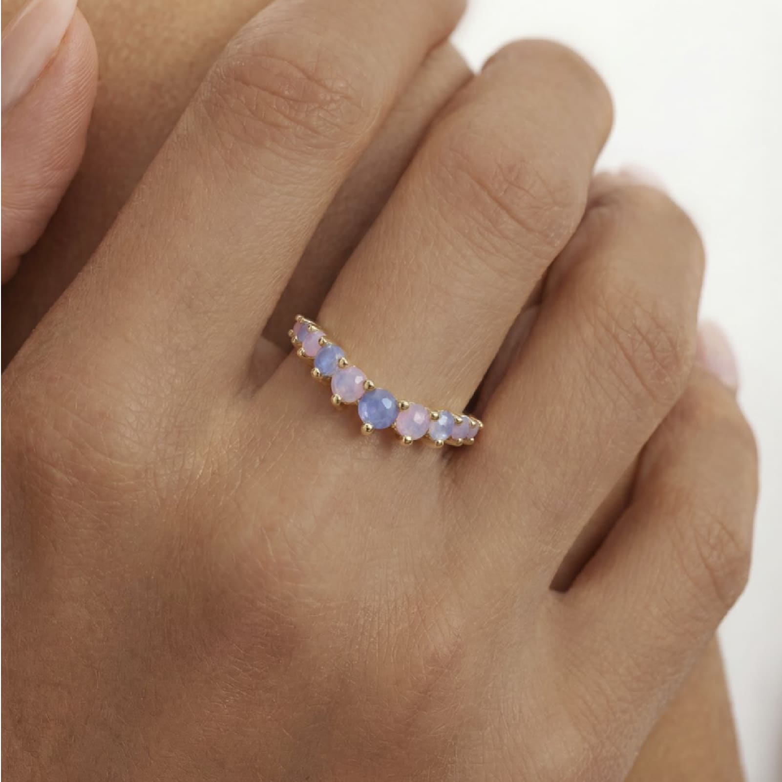 Anello veretta Amabile Pink Lagoon placcato oro e zirconi 10