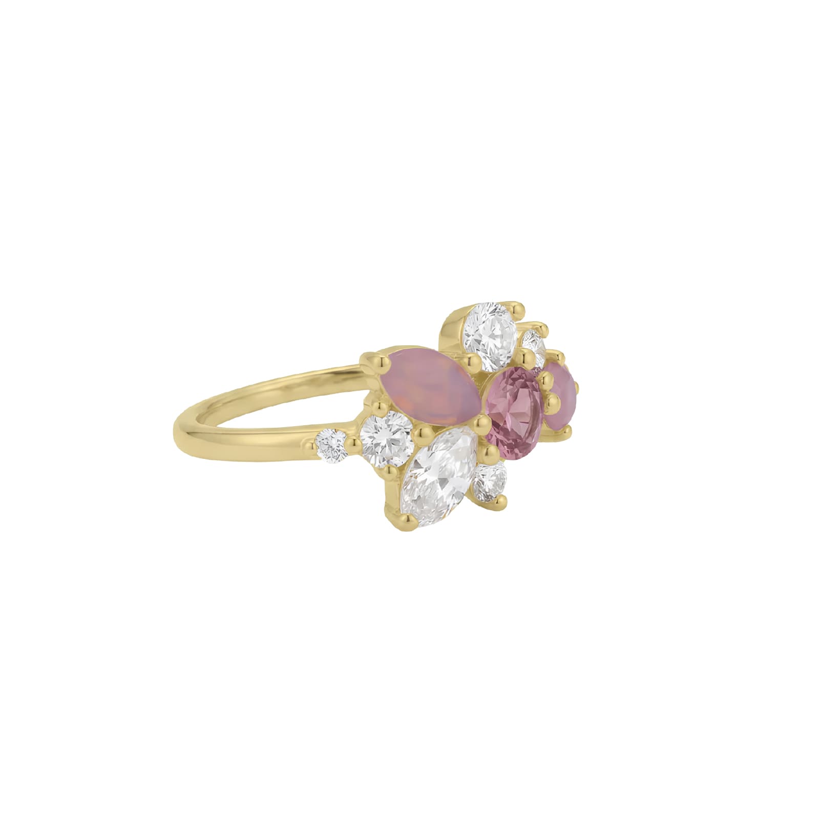 Anello Amabile Sunkiss placcato oro e zirconi rosa bianchi 10