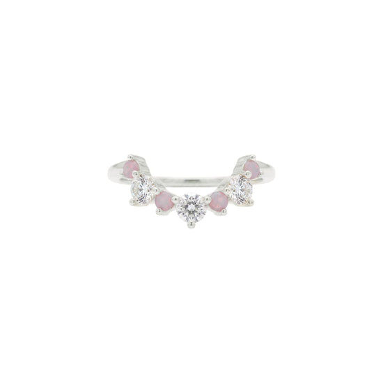 Anello veretta Amabile Tethys argento e zirconi rosa 10