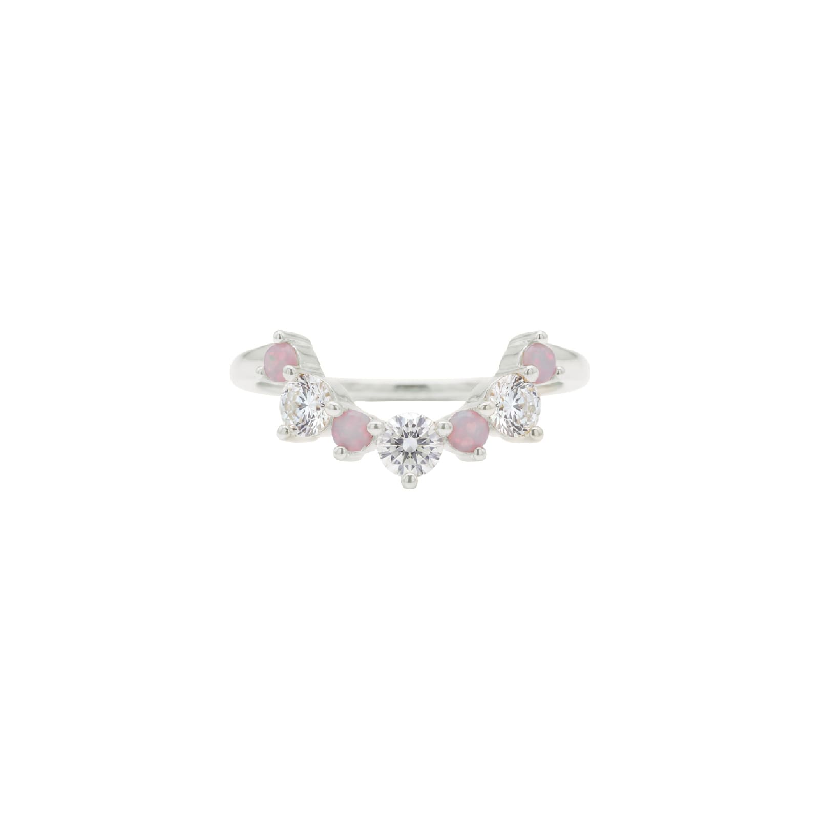 Anello veretta Amabile Tethys argento e zirconi rosa 10