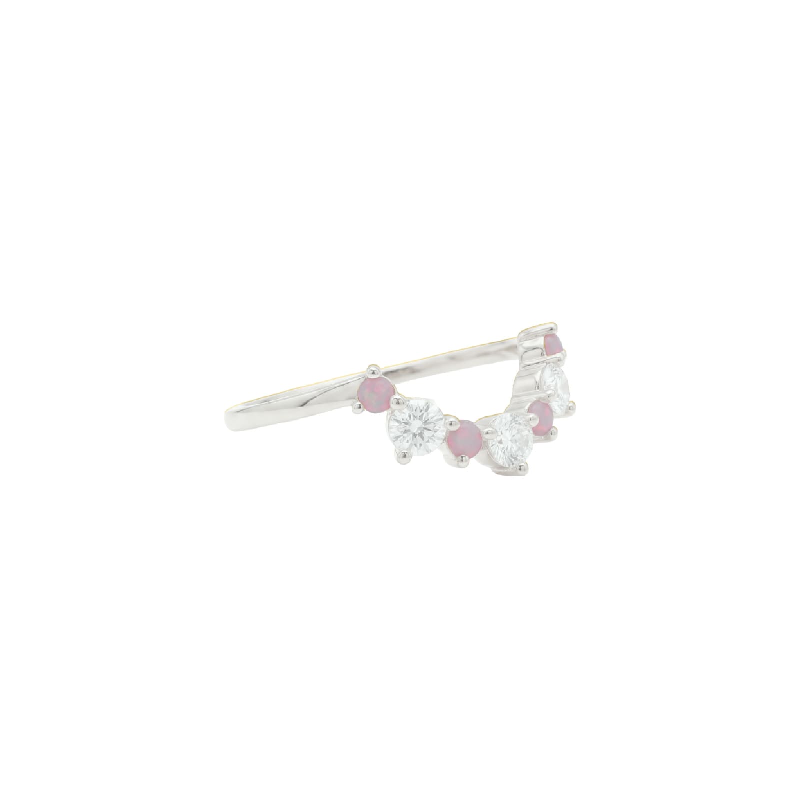Anello veretta Amabile Tethys argento e zirconi rosa 10