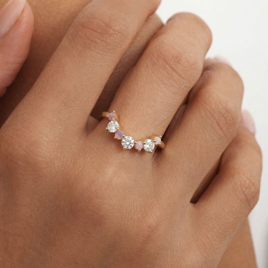 Anello veretta Amabile Tethys placcato oro e zirconi rosa 10