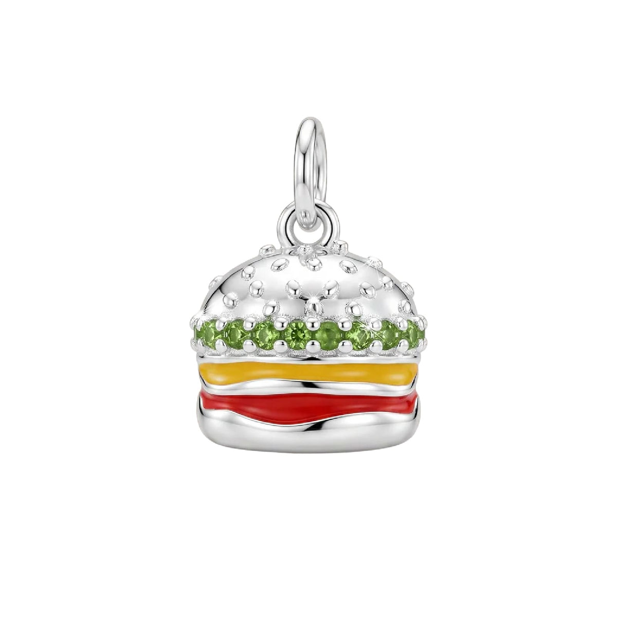 Charm componibile Amabile Cheesburger in argento e zirconi MISURA UNICA