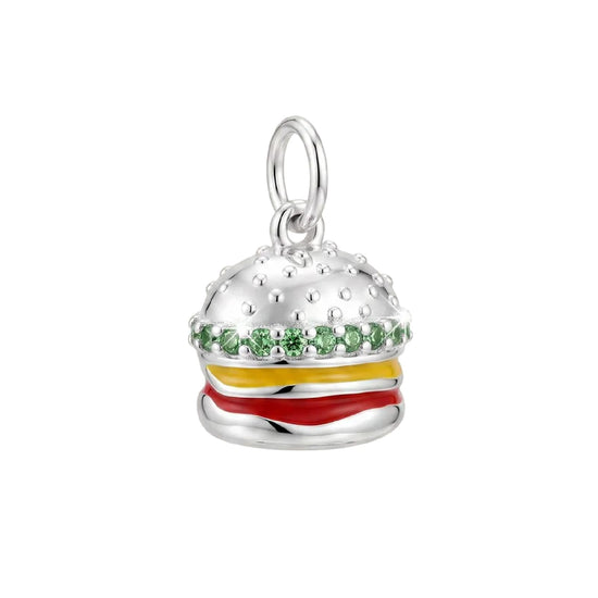 Charm componibile Amabile Cheesburger in argento e zirconi MISURA UNICA