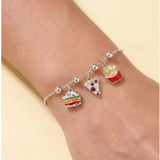 Charm componibile Amabile Cheesburger in argento e zirconi MISURA UNICA