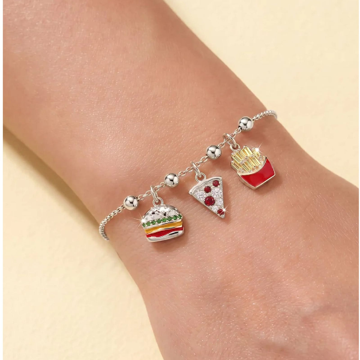 Charm componibile Amabile Cheesburger in argento e zirconi MISURA UNICA