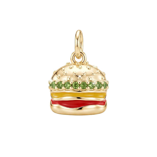 Charm componibile Amabile Cheesburger argento dorato zirconi MISURA UNICA