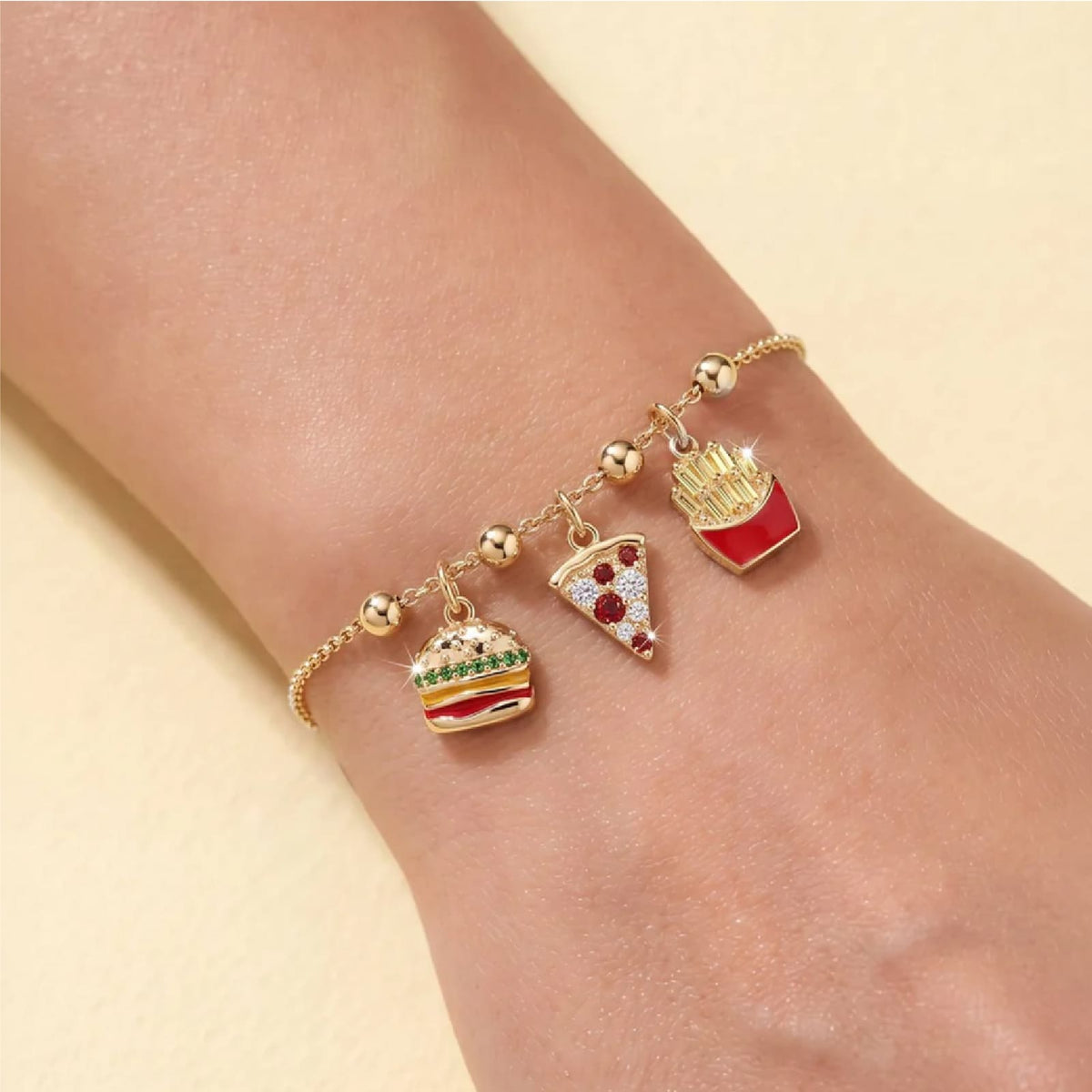 Charm componibile Amabile Cheesburger argento dorato zirconi MISURA UNICA
