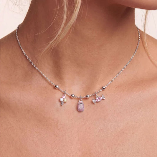 Charm componibile Amabile Candy in argento e zircone rosa MISURA UNICA