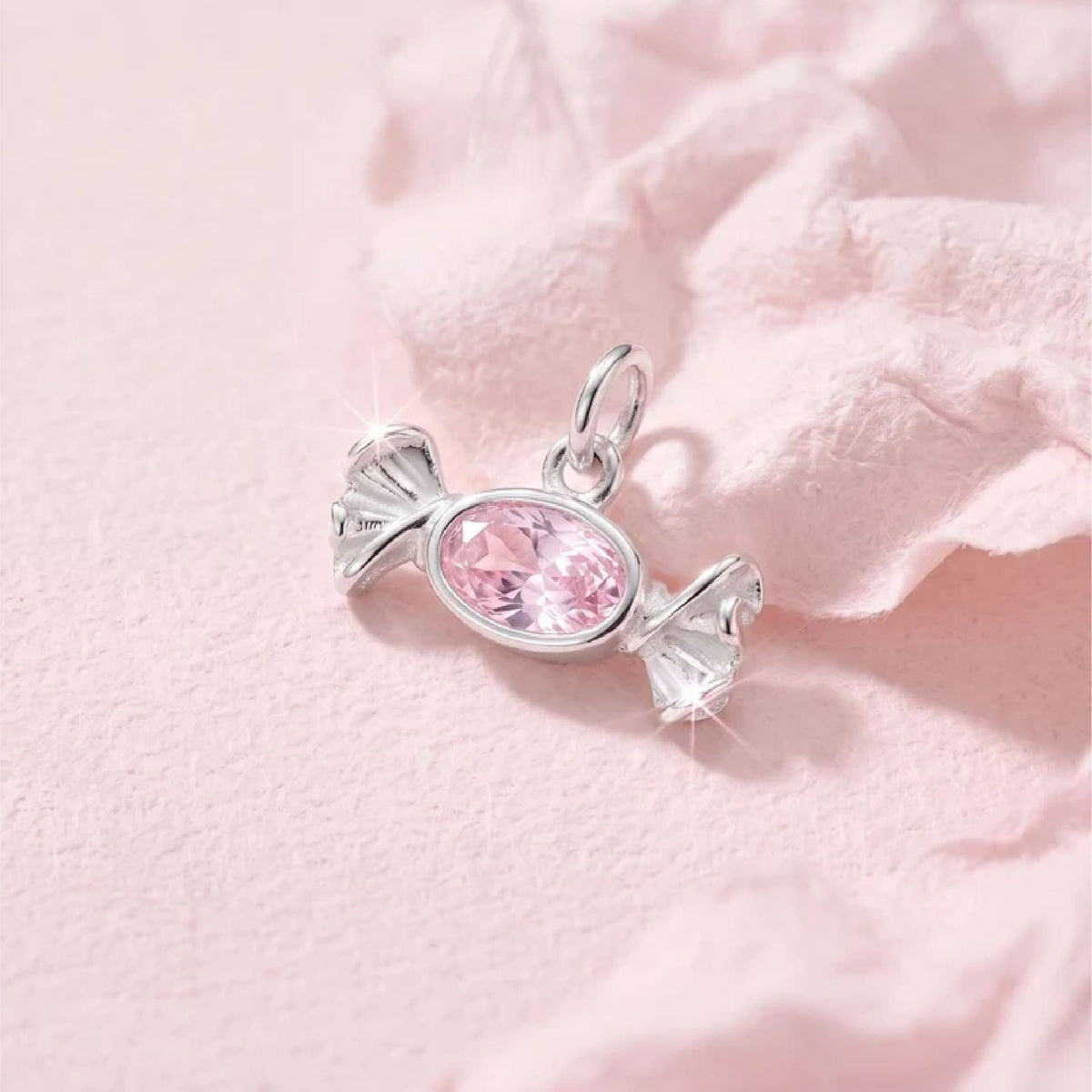 Charm componibile Amabile Candy in argento e zircone rosa MISURA UNICA