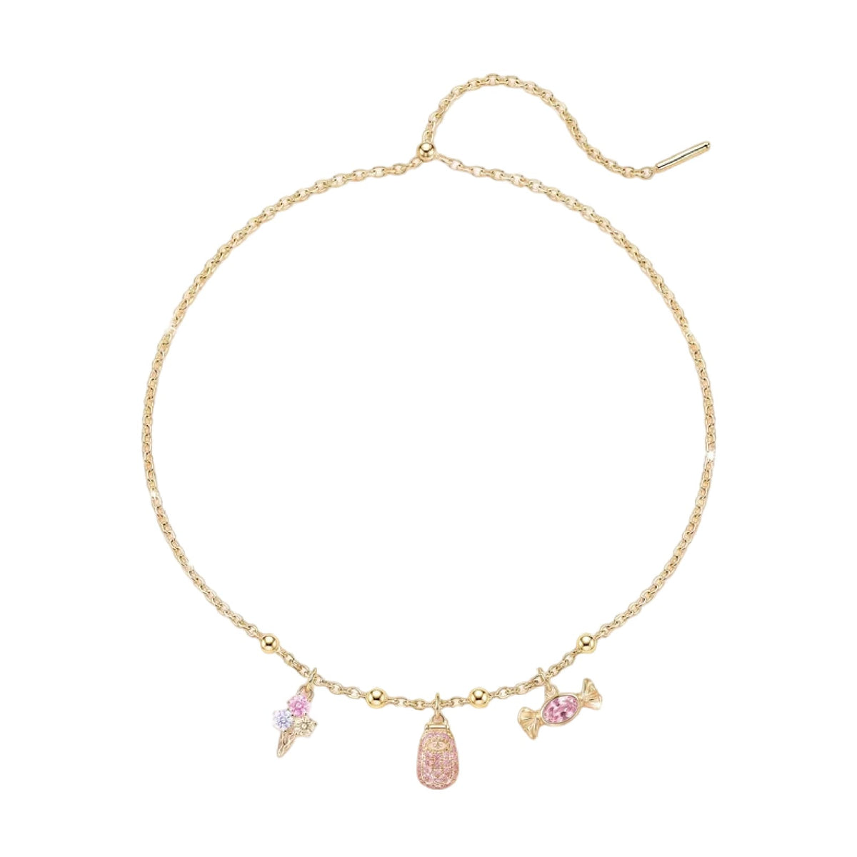 Charm componibile Amabile Candy argento dorato zircone rosa MISURA UNICA