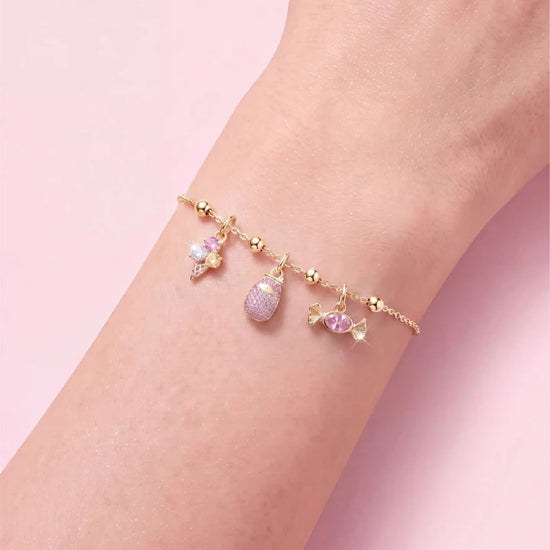 Charm componibile Amabile Candy argento dorato zircone rosa MISURA UNICA