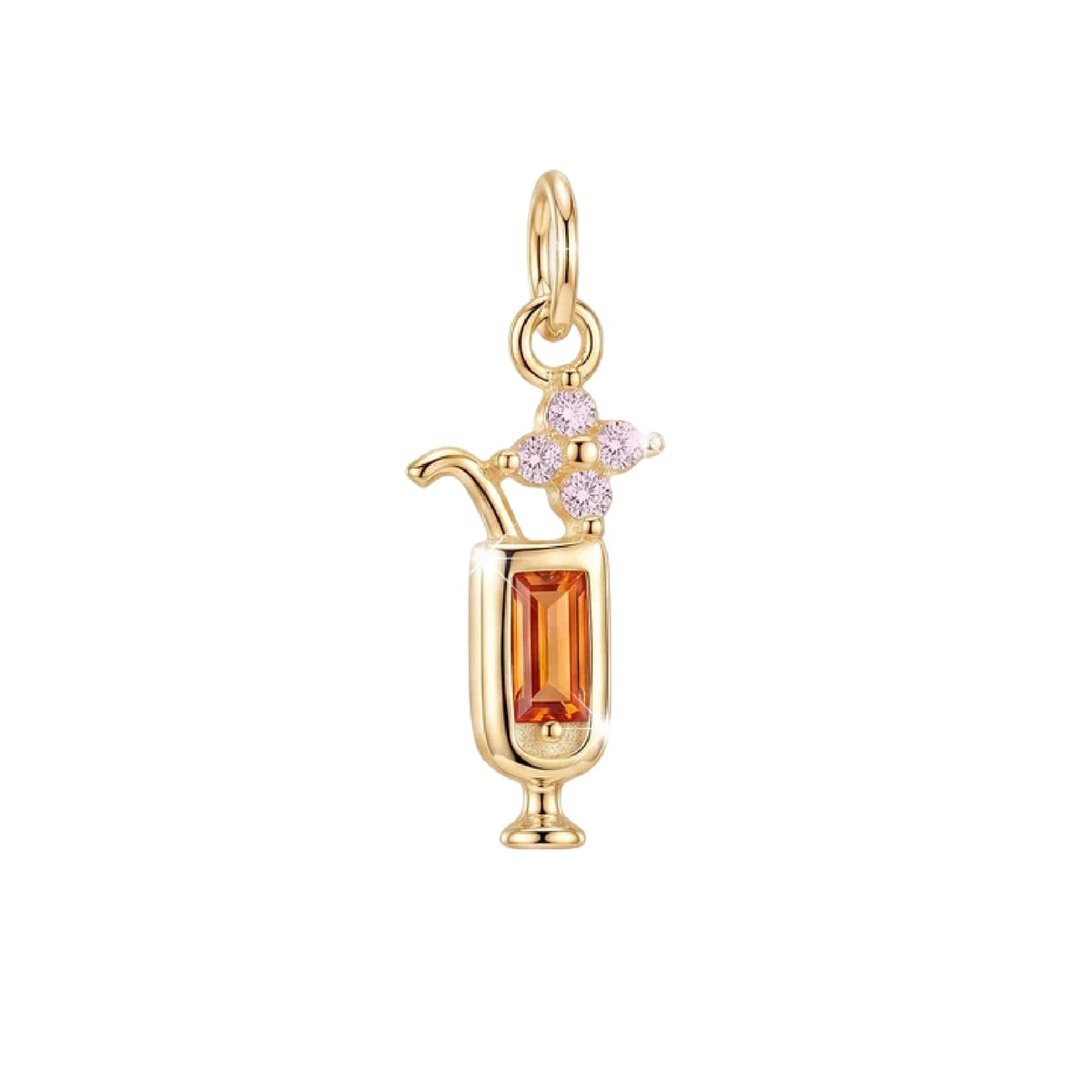 Charm componibile Amabile Cocktail argento dorato e zirconi MISURA UNICA