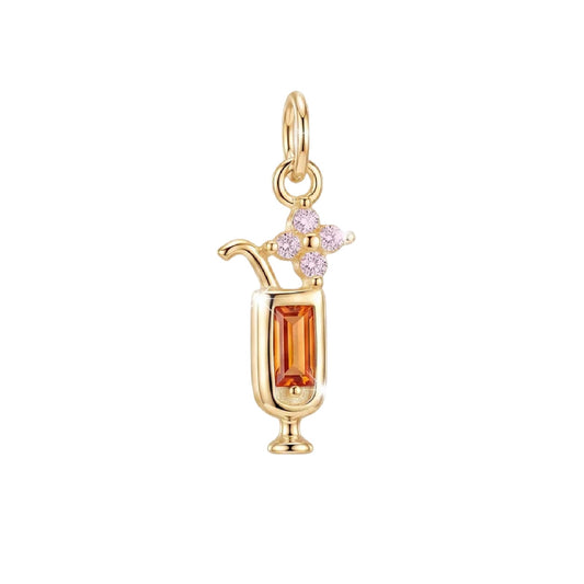 Charm componibile Amabile Cocktail argento dorato e zirconi MISURA UNICA