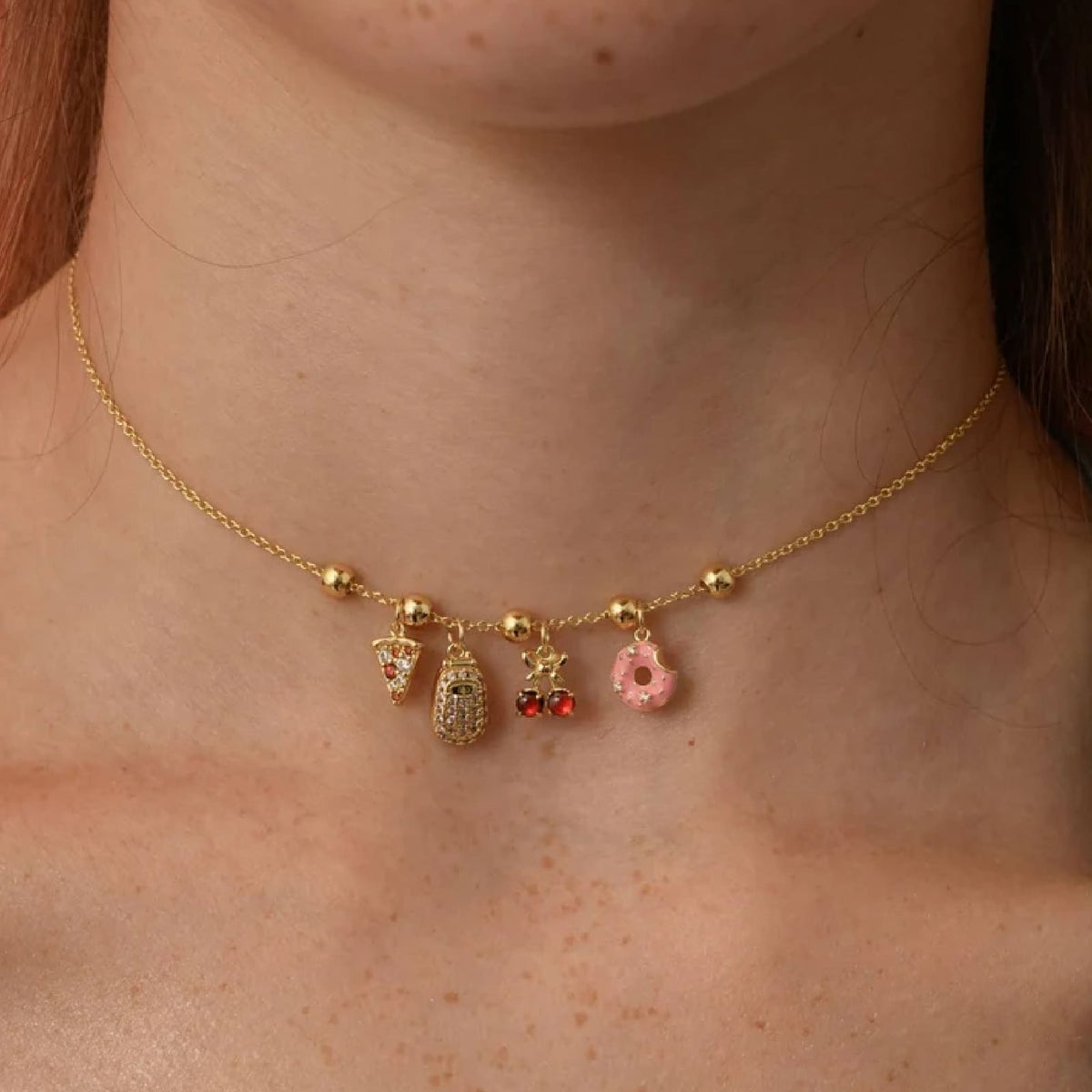 Charm componibile Amabile Donut in argento dorato e zirconi MISURA UNICA