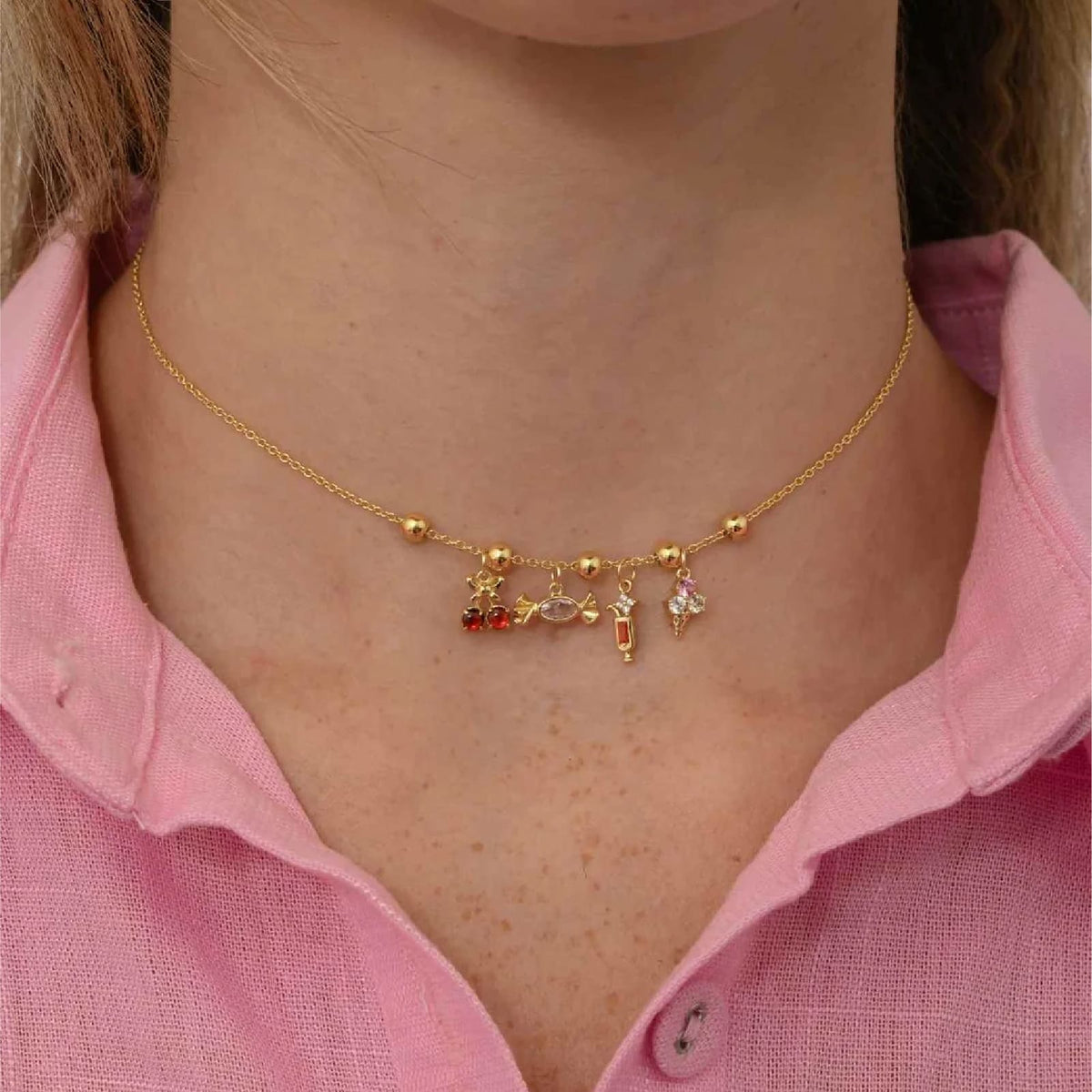 Charm componibile Amabile Ice Cream argento dorato e zirconi MISURA UNICA