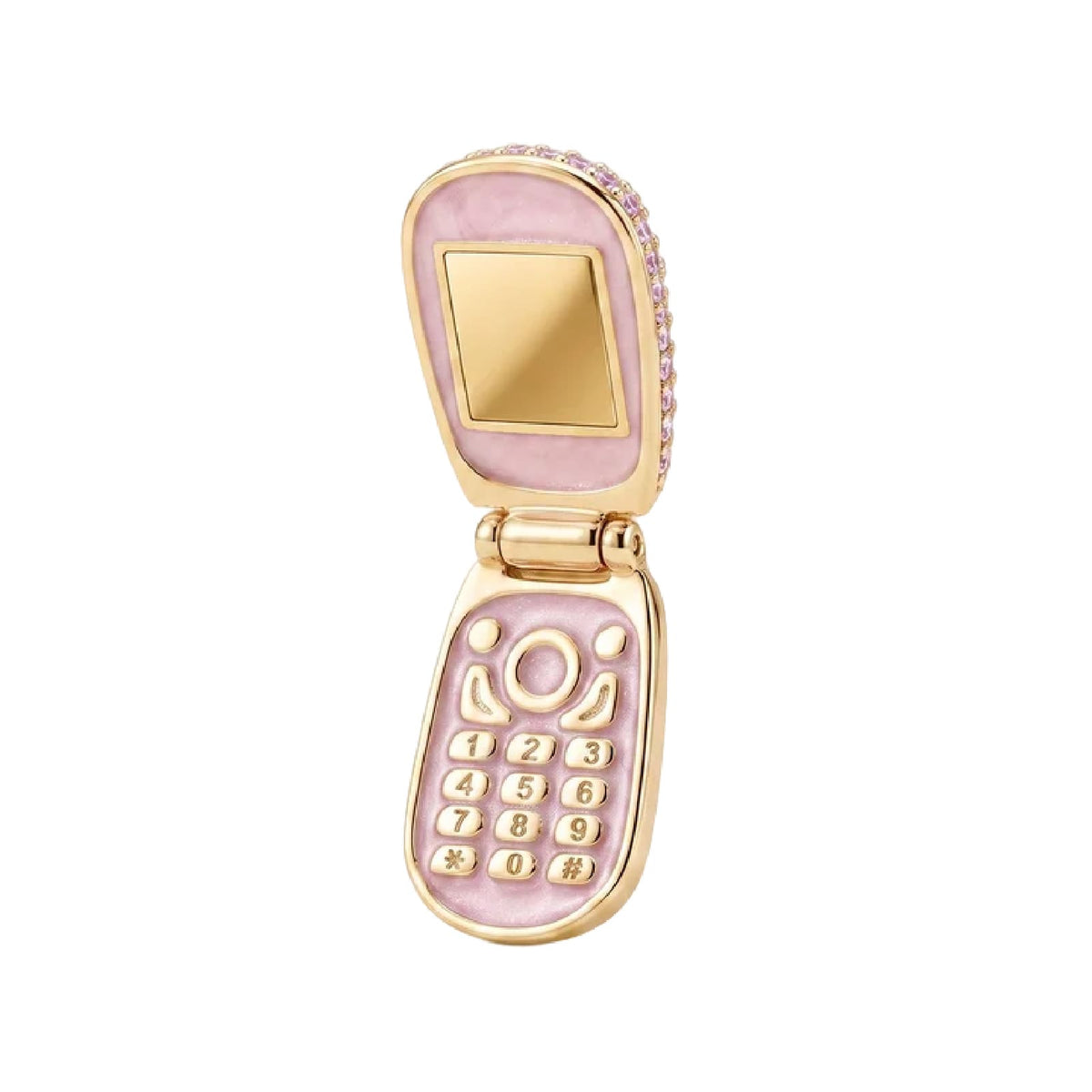 Charm componibile Amabile Phone argento dorato zircone rosa MISURA UNICA