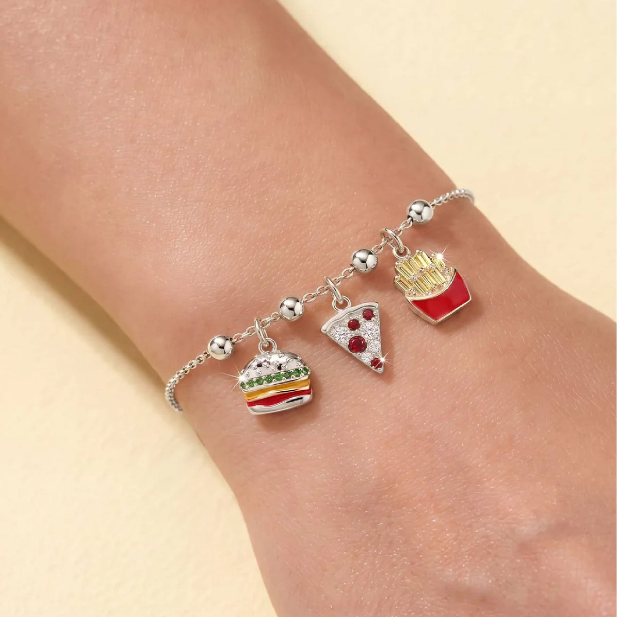 Charm componibile Amabile Pizza in argento e zirconi MISURA UNICA