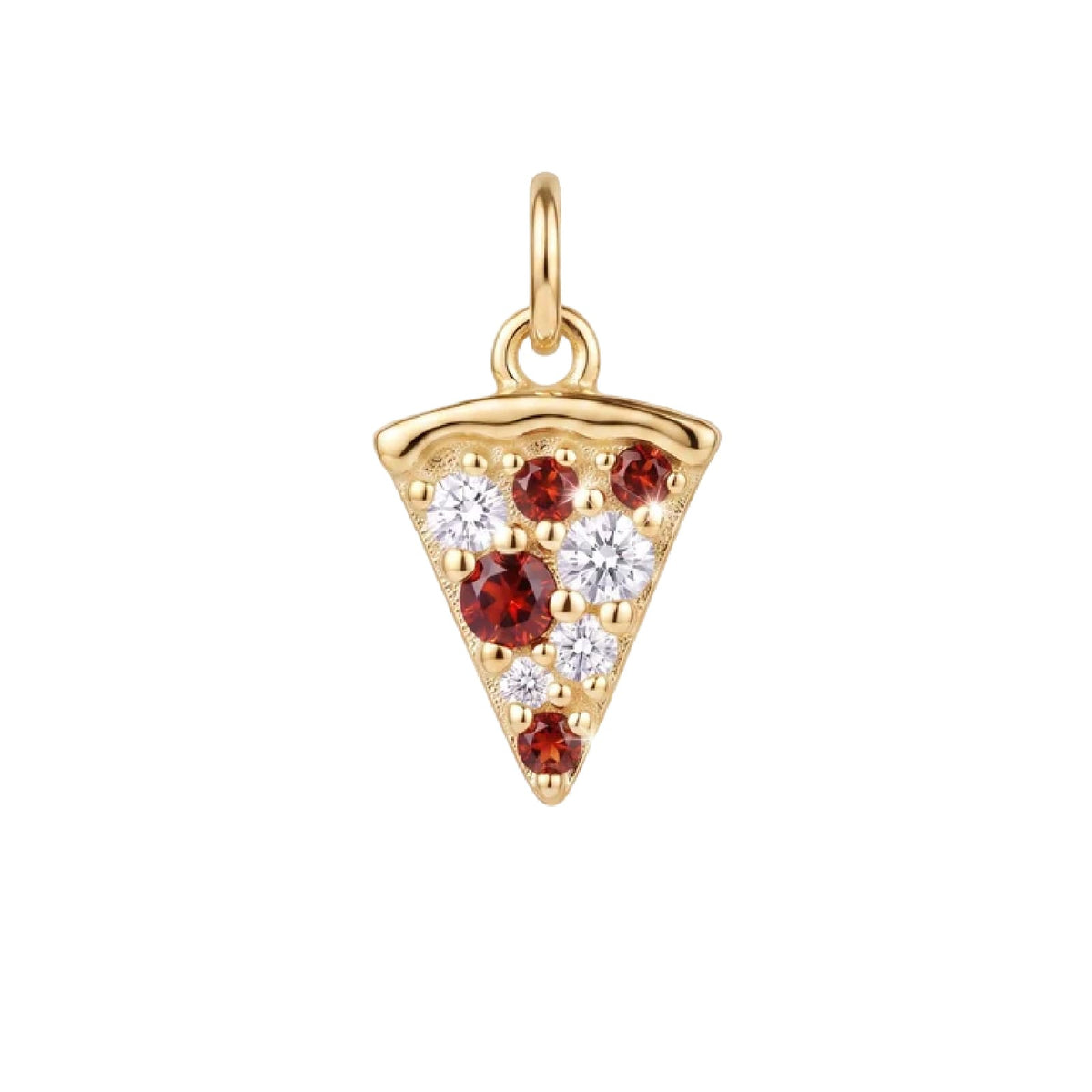 Charm componibile Amabile Pizza in argento dorato e zirconi MISURA UNICA