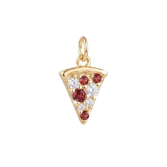Charm componibile Amabile Pizza in argento dorato e zirconi MISURA UNICA