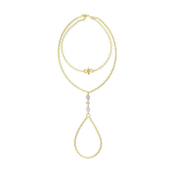 Baciamano Amabile Warm Gaze in argento dorato e pietre colorate 18,5 cm