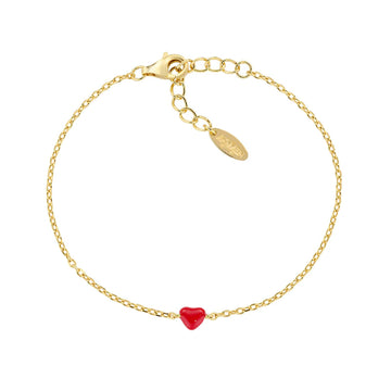 Bracciale Amen da donna in acciaio dorato con cuore smalto rosso REGOLABILE