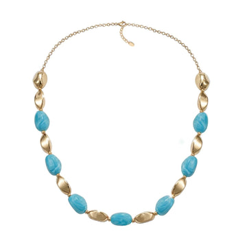Collana Amen Atollo in acciaio dorato con pietre azzurre MISURA UNICA
