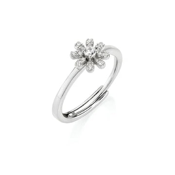 Anello mini margherita Amen da donna in argento con zirconi Regolabile dalla 10 alla 14