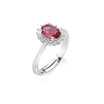 Anello Amen Mini Royal Lady in argento zircone rosso ciliegia Regolabile dalla 10 alla 14