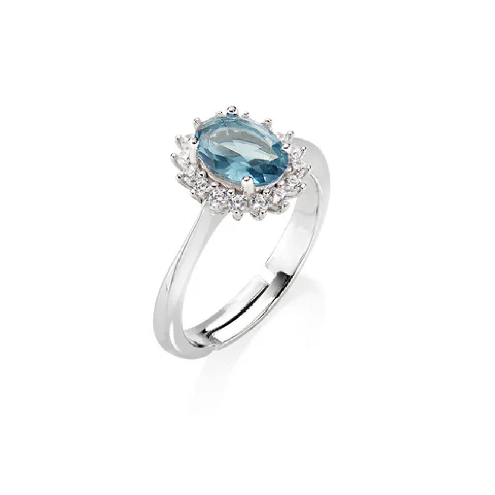 Anello Amen Mini Royal Lady in argento zircone azzurro Regolabile dalla 10 alla 14