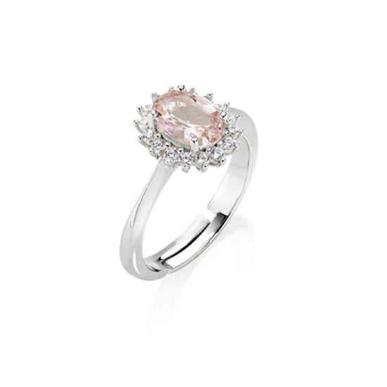 Anello Amen Mini Royal Lady in argento zircone rosa Regolabile dalla 10 alla 14