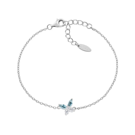 Bracciale catena Amen in argento 925 con farfalla zirconi blu 19 cm