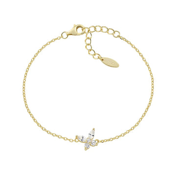 Bracciale catena Amen in argento dorato con farfalla zirconi 19 cm