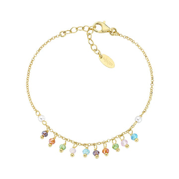 Bracciale Amen in argento dorato e cristalli multicolor