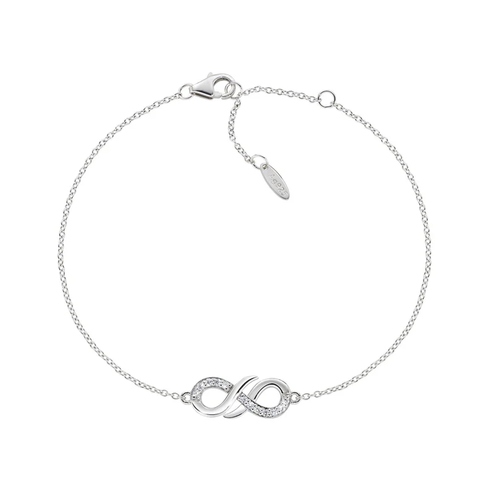 Bracciale catena Amen in argento con infinito e zirconi Regolabile 16-19 cm