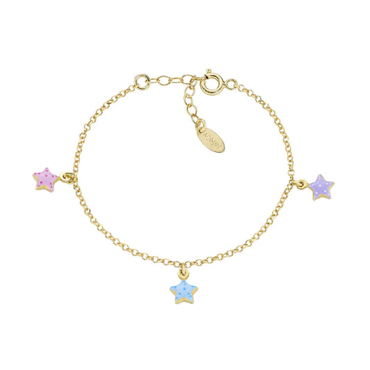 Bracciale Amen bimba argento dorato stelle pendenti Regolabile 14-17 cm