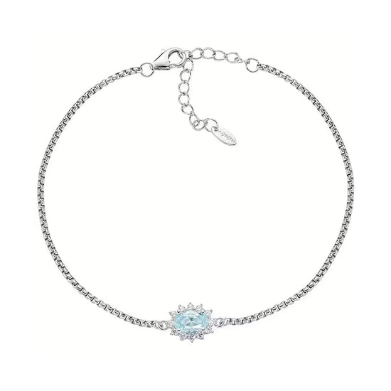 Bracciale catena Amen in argento con zirconi bianchi azzurro 19 cm
