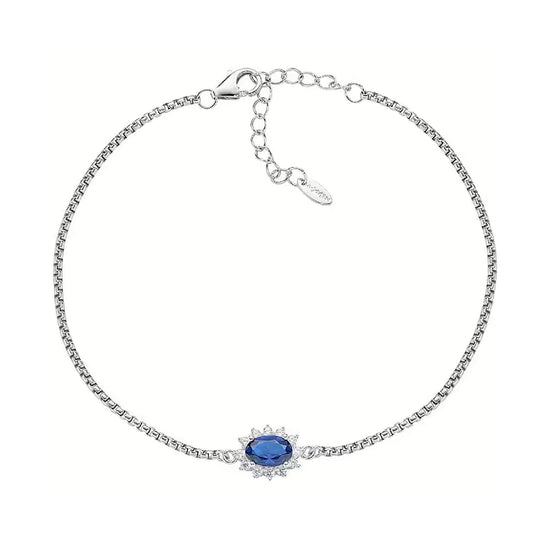 Bracciale catena Amen in argento con zirconi bianchi blu 19 cm