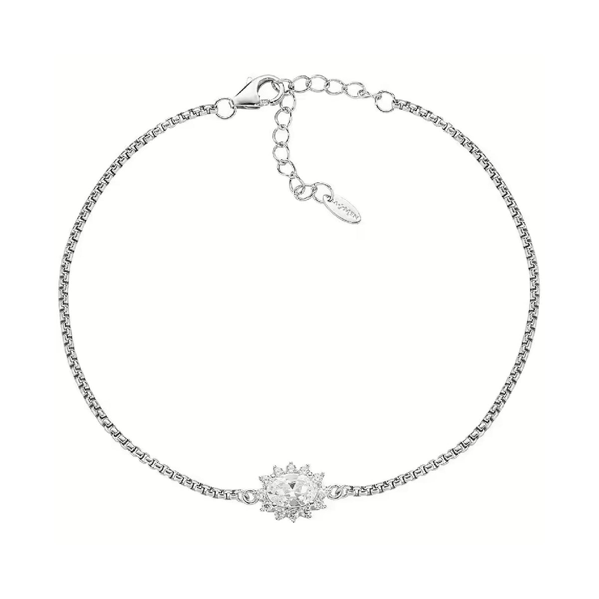 Bracciale catena Amen in argento con zirconi bianchi 19 cm