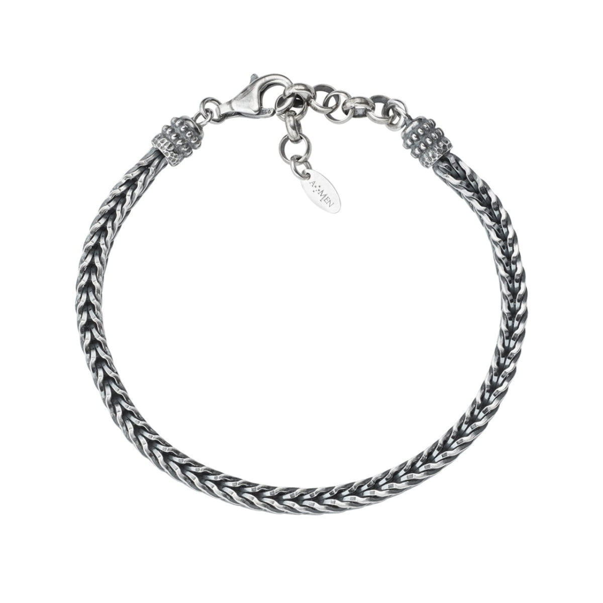 Bracciale catena Amen in argento con zirconi bianchi rosso 19 cm