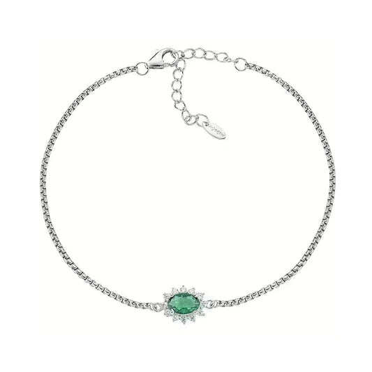 Bracciale catena Amen in argento con zirconi bianchi verde 19 cm