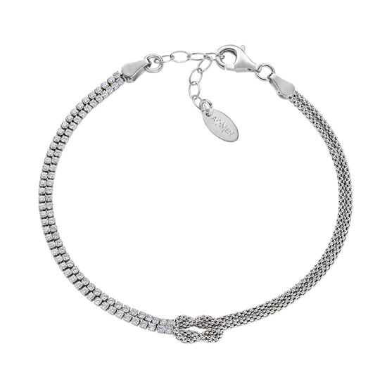 Bracciale catena Amen in argento nodo dell’amore e zirconi Regolabile 16-19 cm