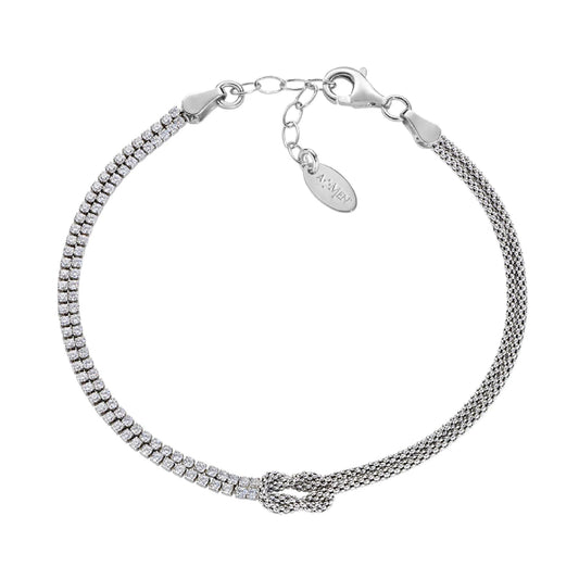 Bracciale catena Amen in argento nodo dell’amore e zirconi Regolabile 16-19 cm
